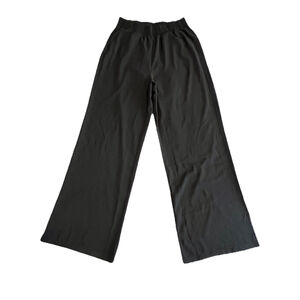 ODODOS Wide Leg Pants Womens Size L Black Elastic Waist Pockets Casual Stretch